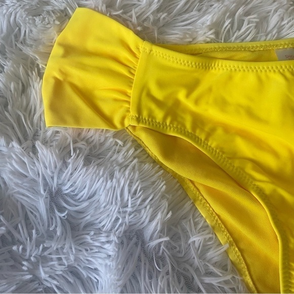 Nwt SHEKINI Twist Front Yellow Lace Up Bikini Ruched Bottoms - Picture 7 of 16